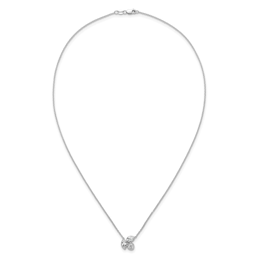 14k White Gold 1 carat Lab Grown Diamond VS+ F+ Complete 18 inch Three Stone Fashion Necklace