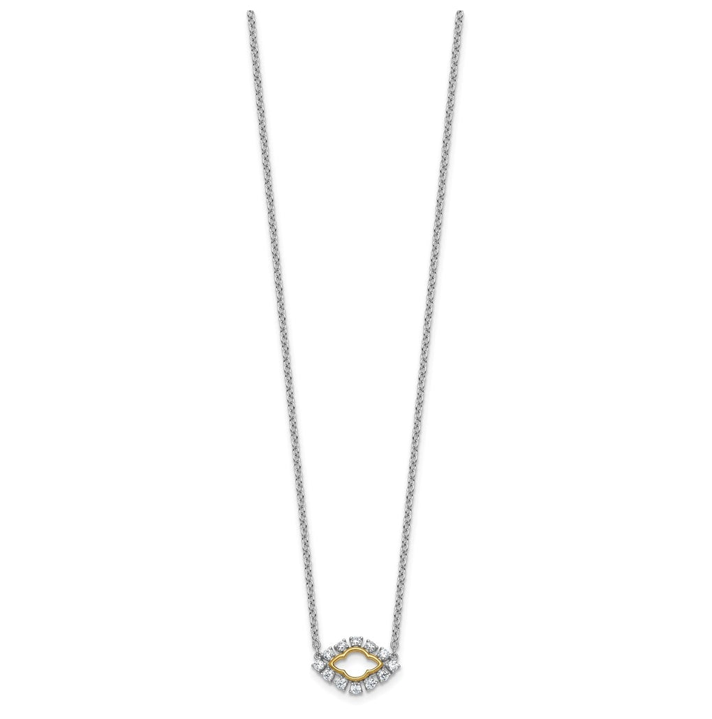 14k Two-Tone 3/8 carat Lab Grown Diamond VS+ F+ Complete 18 inch Fashion Evil Eye Necklace