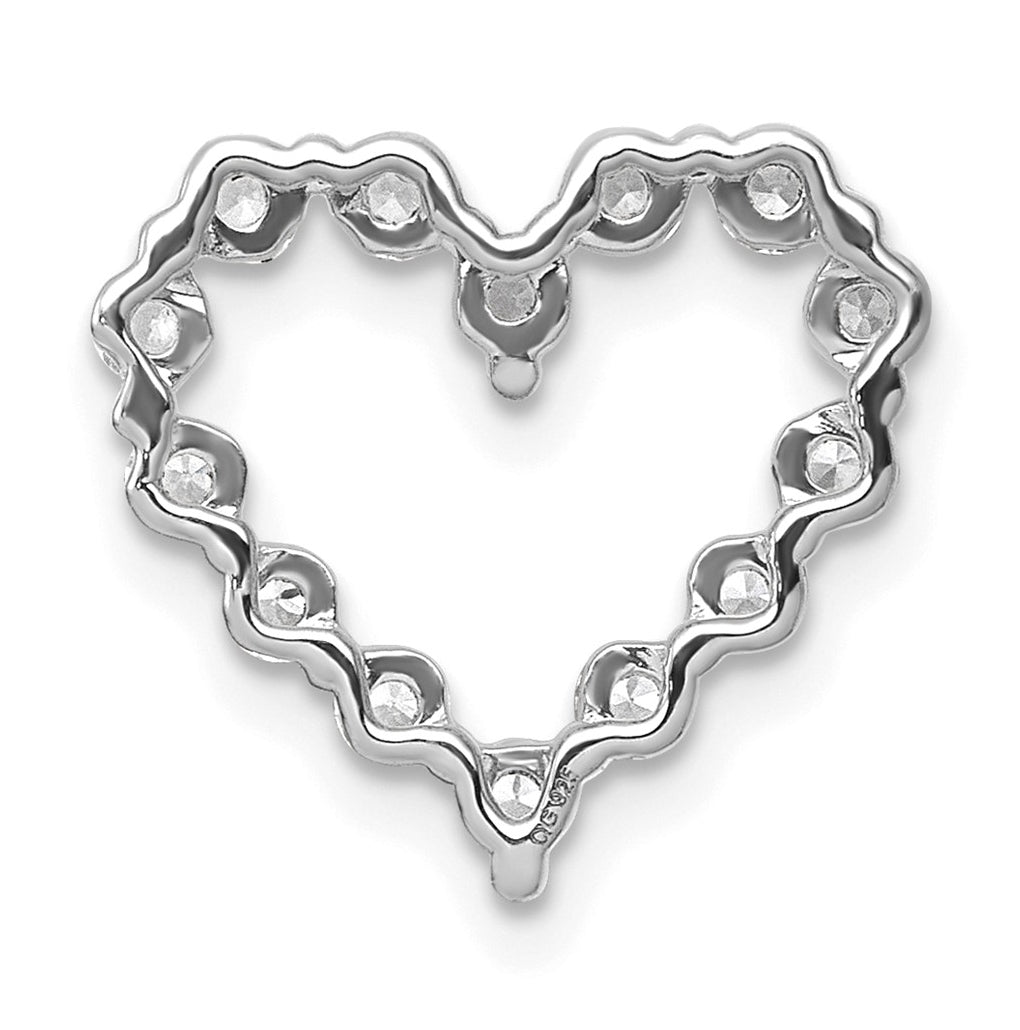 14k White Gold 1/2 carat Lab Grown Diamond VS+ F+ Complete Heart Chain Slide Pendant