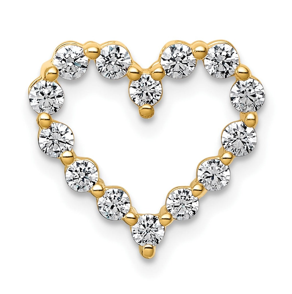 14k Yellow Gold 1/2 carat Lab Grown Diamond VS+ F+ Complete Heart Chain Slide Pendant