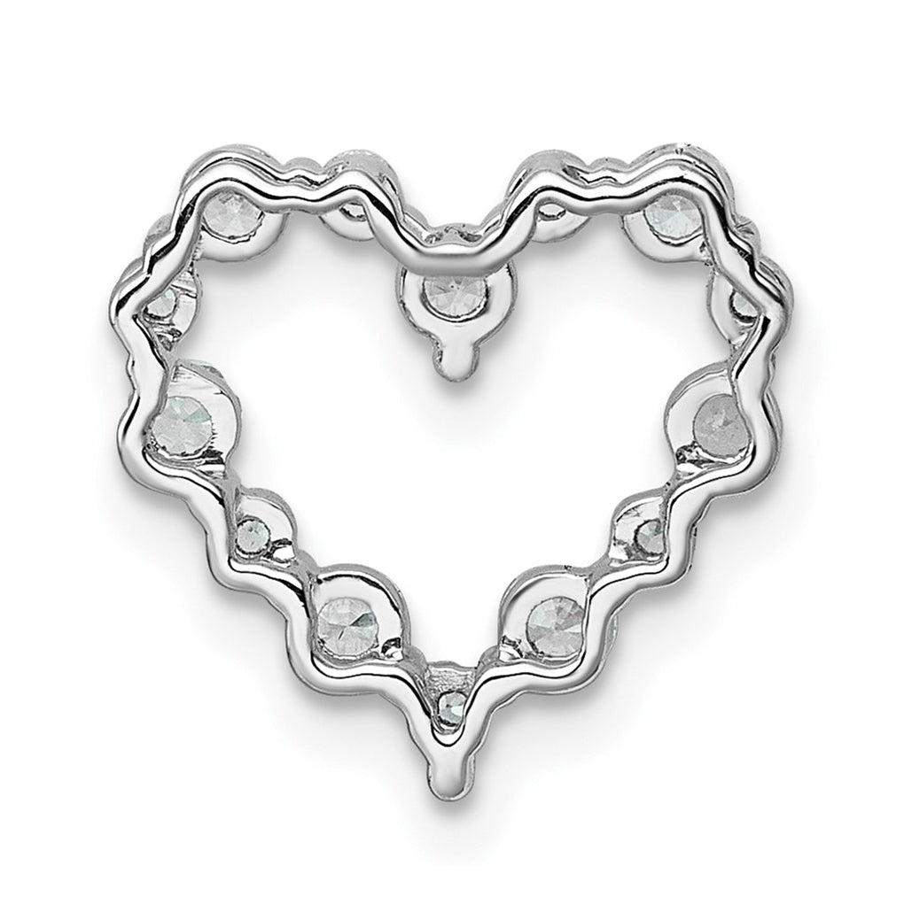 14k White Gold 1/2 carat Lab Grown Diamond VS+ F+ Complete Heart Chain Slide Pendant
