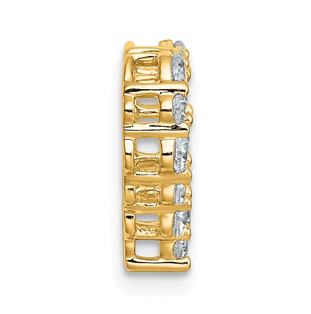 14k Yellow Gold 1/2 carat Lab Grown Diamond VS+ F+ Complete Heart Chain Slide Pendant