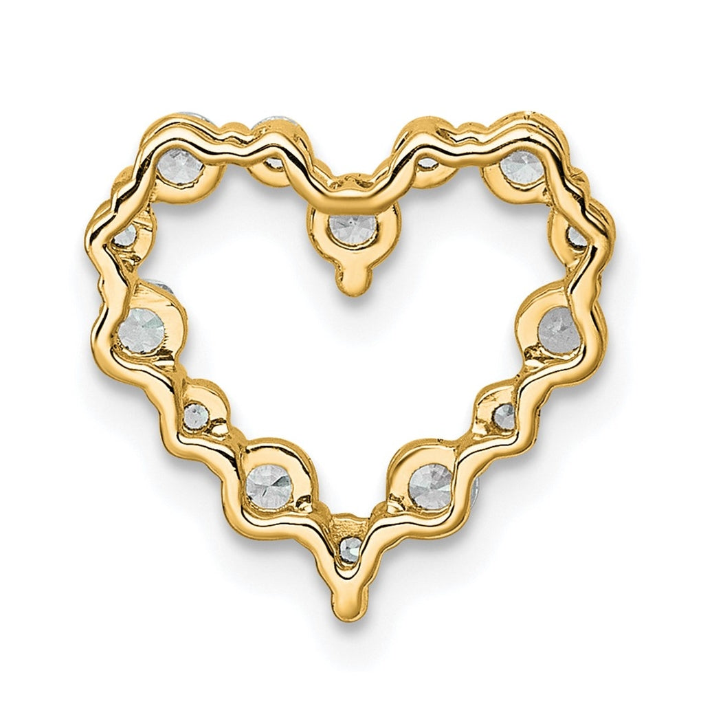 14k Yellow Gold 1/2 carat Lab Grown Diamond VS+ F+ Complete Heart Chain Slide Pendant