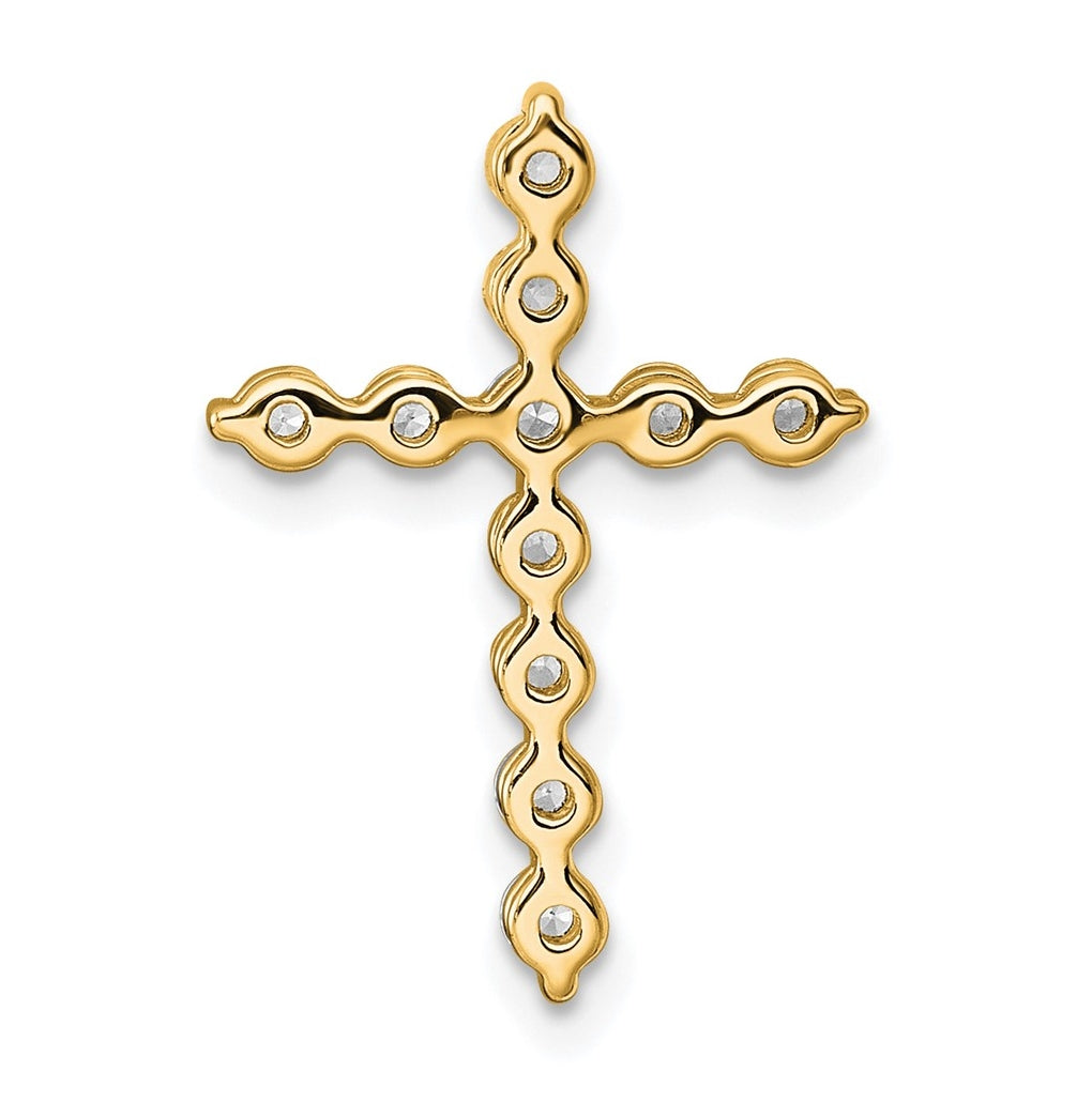 14k Yellow Gold 1/2 carat Lab Grown Diamond VS+ F+ Complete Cross Chain Slide Pendant