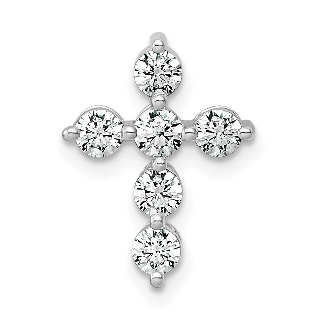 14k White Gold 1/2 carat Lab Grown Diamond VS+ F+ Complete Cross Chain Slide Pendant