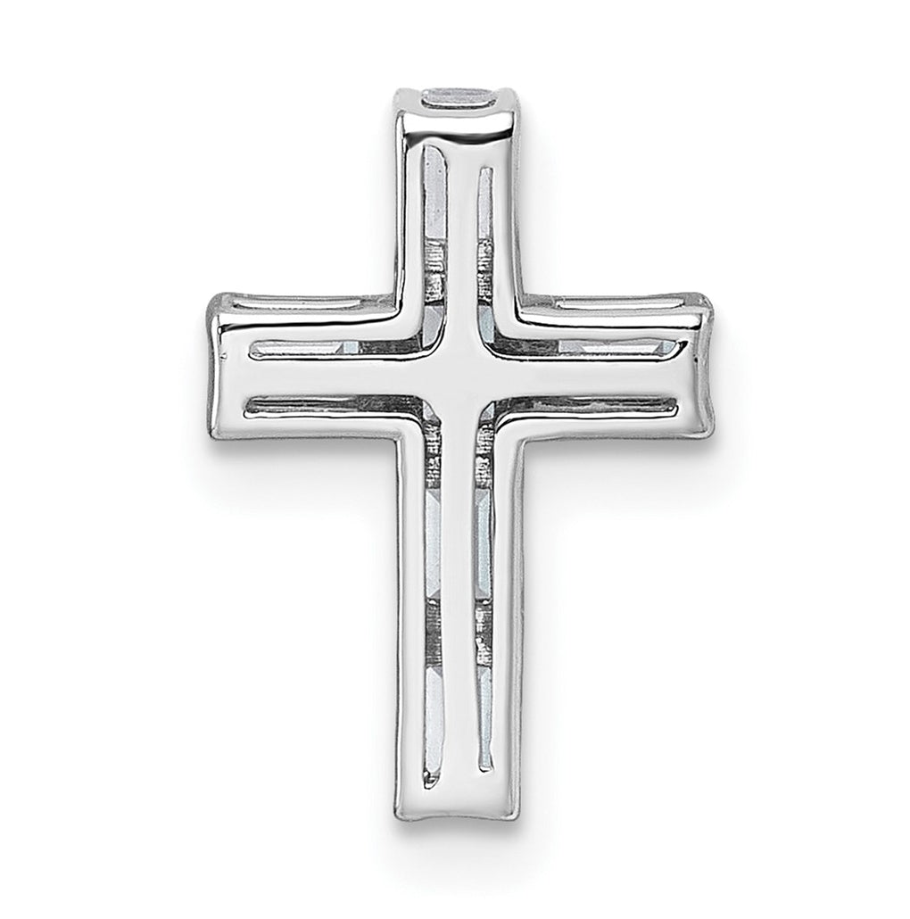 14k White Gold 3/4 carat Lab Grown Diamond VS+ F+ Complete Cross Chain Slide Pendant