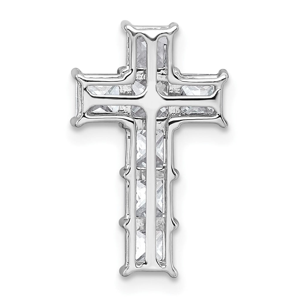 14k White Gold 1 3/4 carat Lab Grown Diamond VS+ F+ Complete Cross Chain Slide Pendant