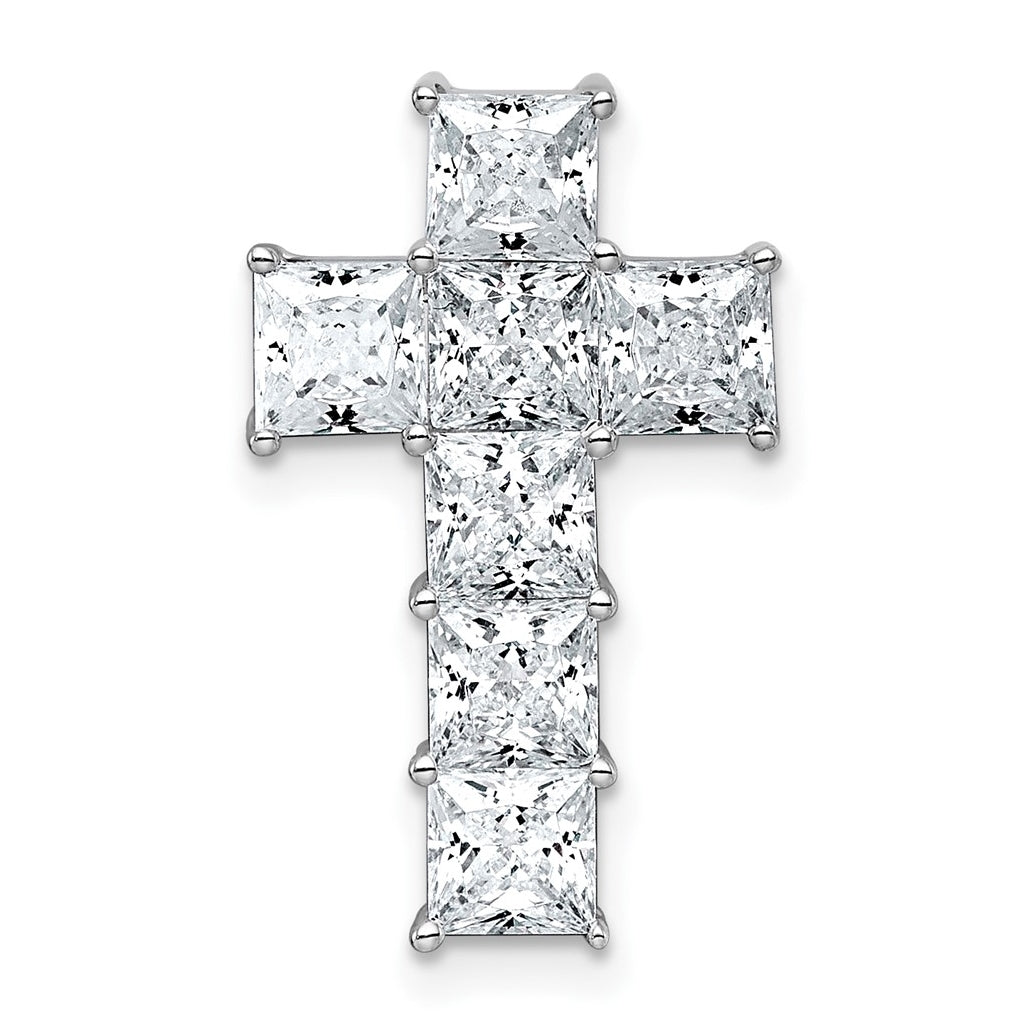 14k White Gold 2 5/8 carat Lab Grown Diamond VS+ F+ Complete Cross Chain Slide Pendant