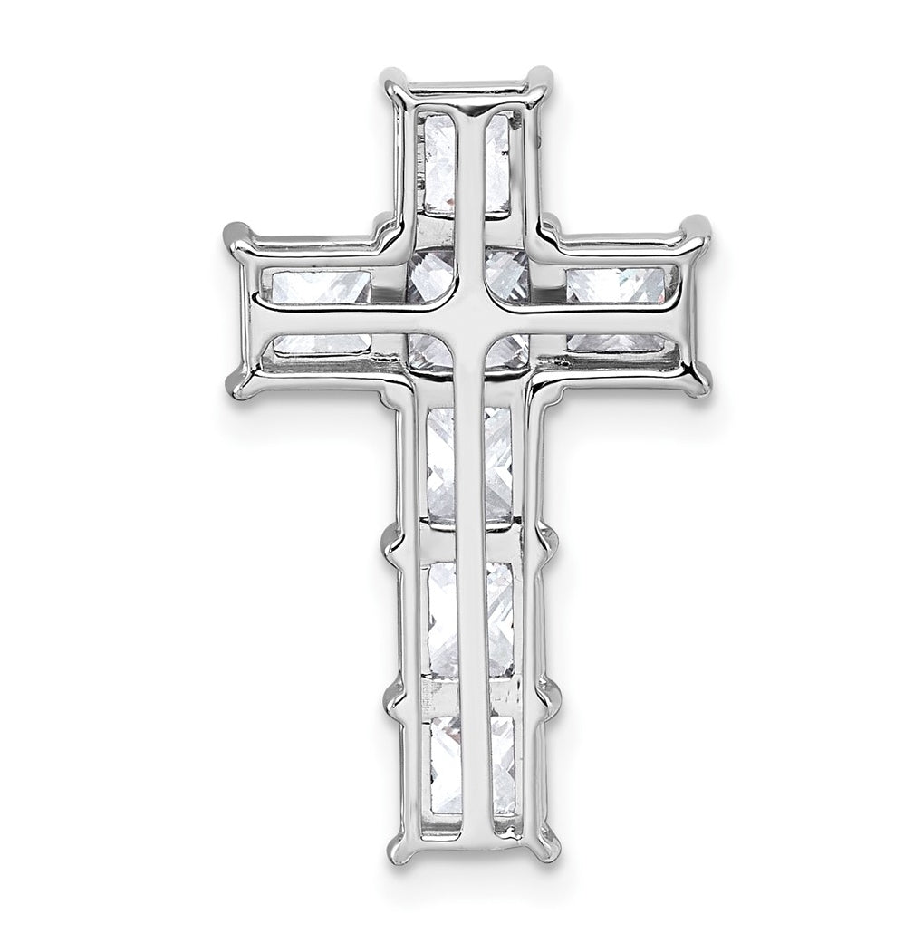 14k White Gold 3 1/2 carat Lab Grown Diamond VS+ F+ Complete Cross Chain Slide Pendant