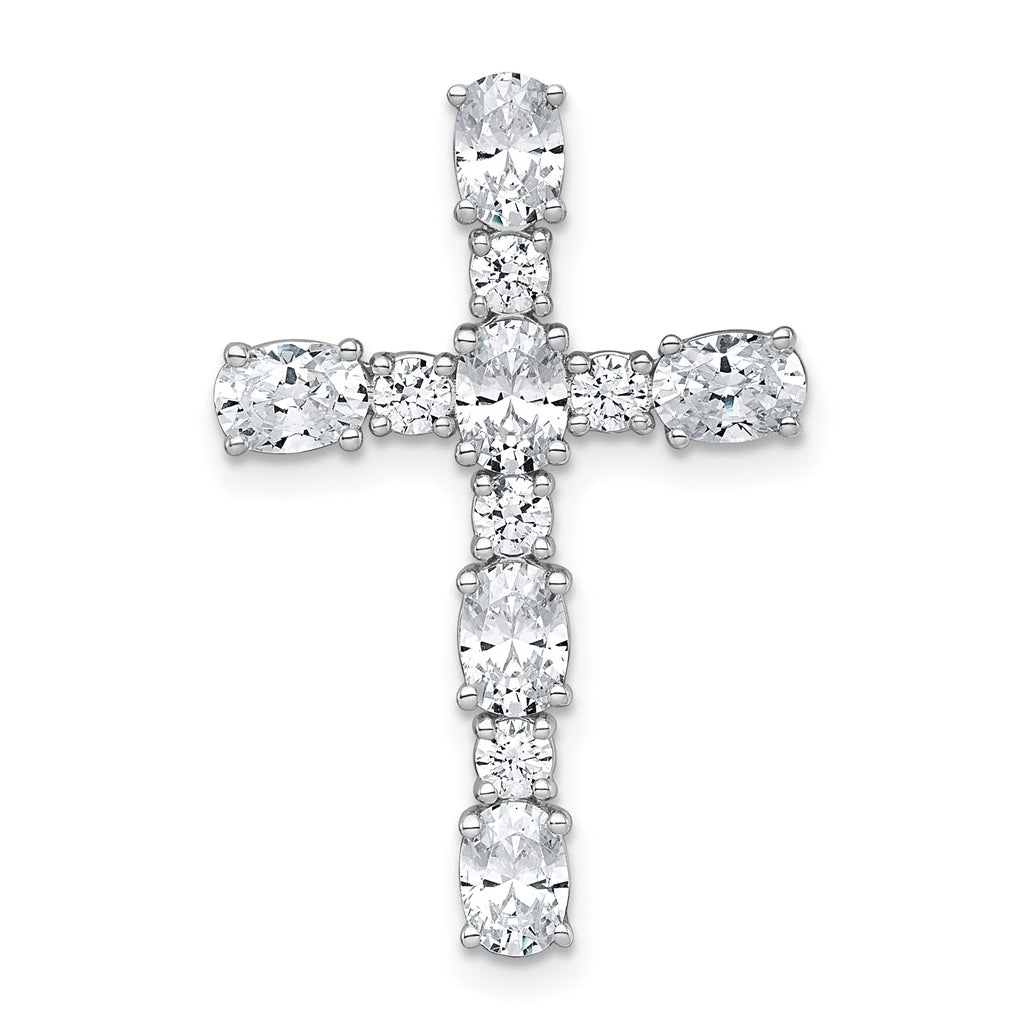 14k White Gold 1 3/4 carat Lab Grown Diamond VS+ F+ Complete Cross Chain Slide Pendant
