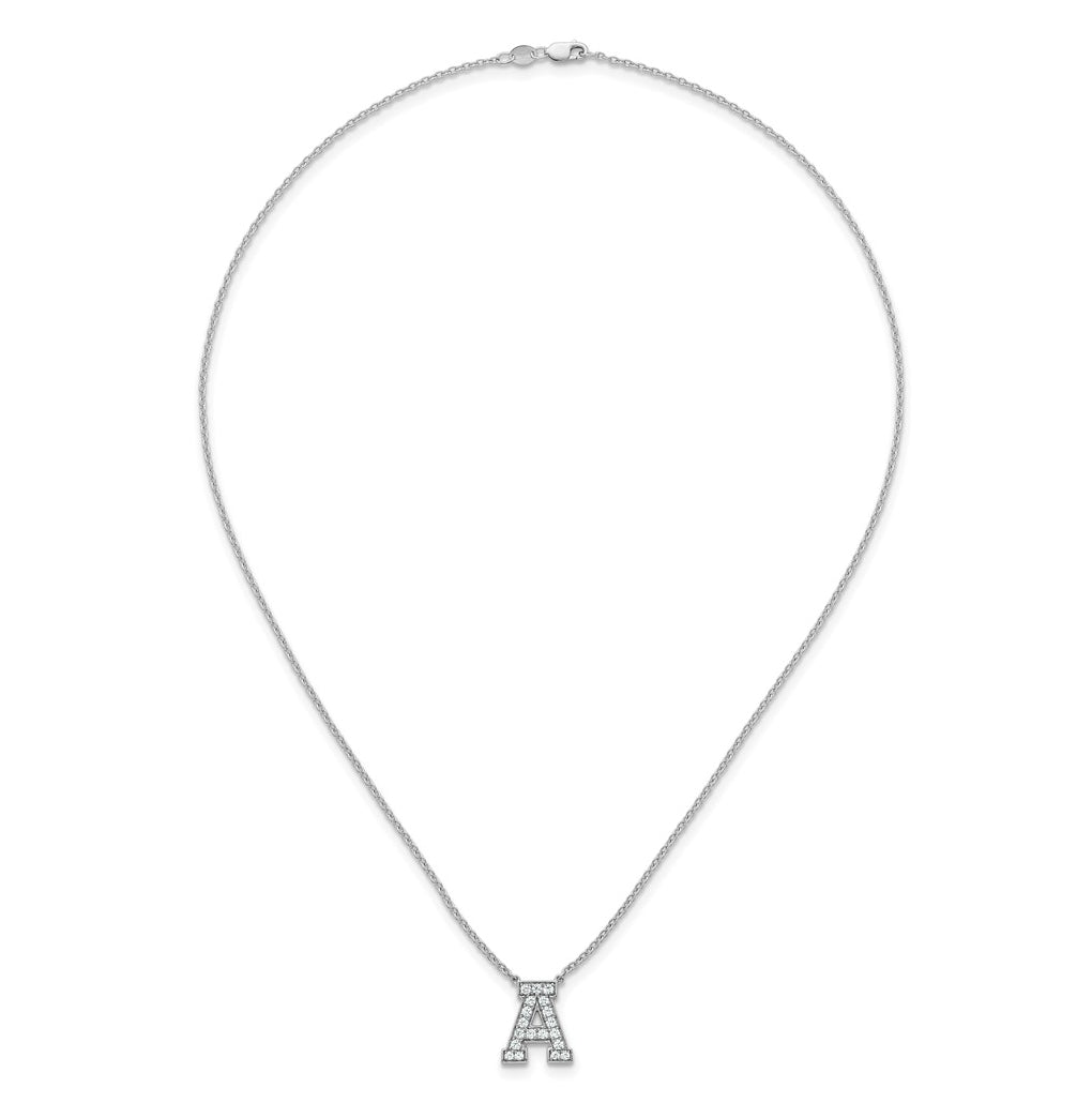 14k White Gold Lab Grown Diamond VS+ F+ Complete Letter 18 inch Initial Necklace
