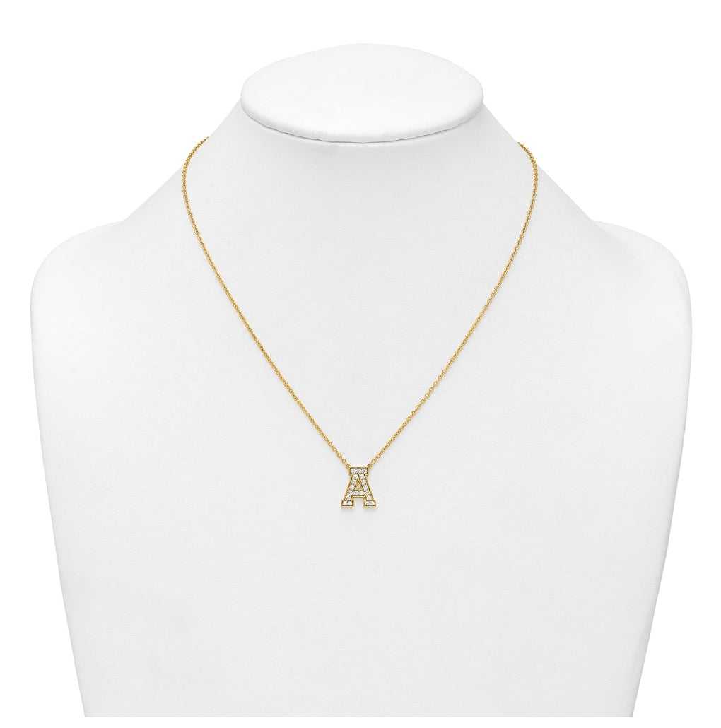 14k Yellow Gold Lab Grown Diamond VS+ F+ Complete 18 inch Initial Necklace