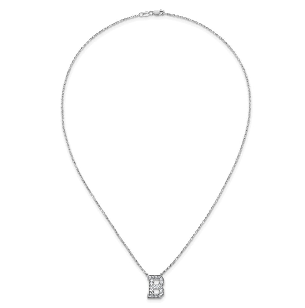 14k White Gold Lab Grown Diamond VS+ F+ Complete Letter 18 inch Initial Necklace