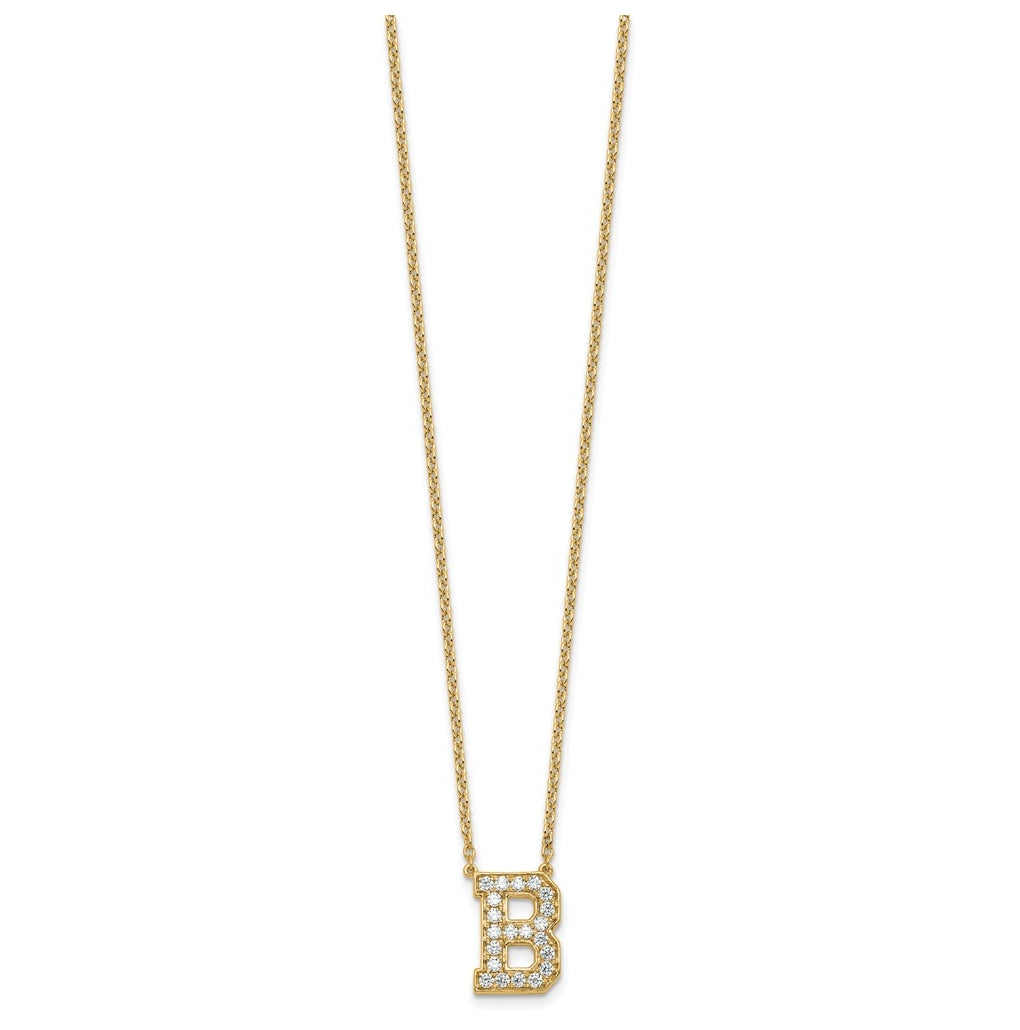 14k Yellow Gold Lab Grown Diamond VS+ F+ Complete 18 inch Initial Necklace