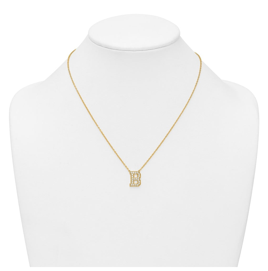 14k Yellow Gold Lab Grown Diamond VS+ F+ Complete 18 inch Initial Necklace