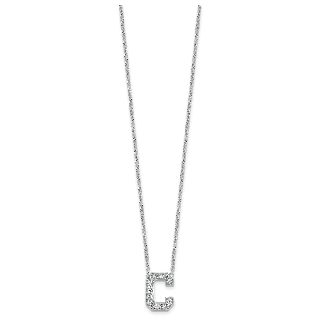 14k White Gold Lab Grown Diamond VS+ F+ Complete Letter 18 inch Initial Necklace