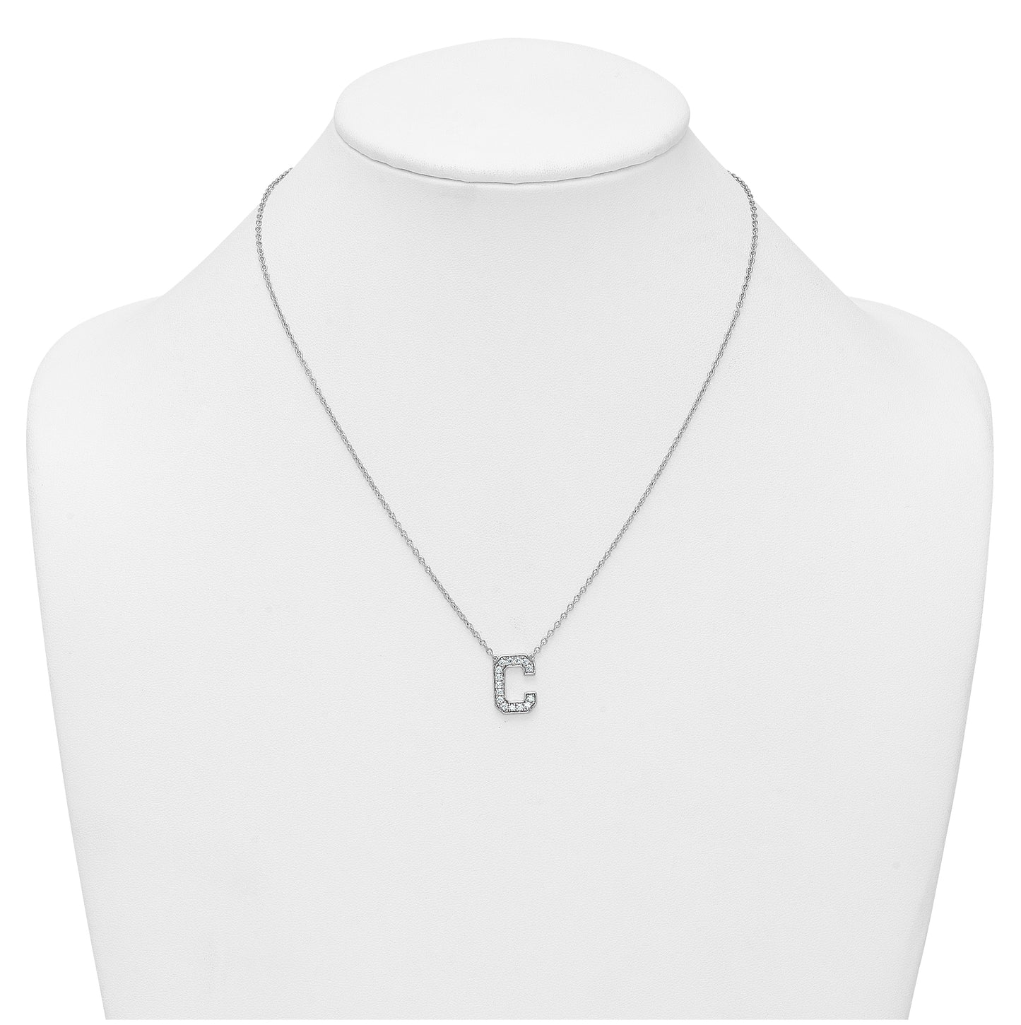 14k White Gold Lab Grown Diamond VS+ F+ Complete Letter 18 inch Initial Necklace