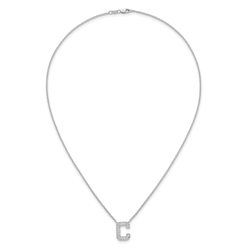 14k White Gold Lab Grown Diamond VS+ F+ Complete Letter 18 inch Initial Necklace