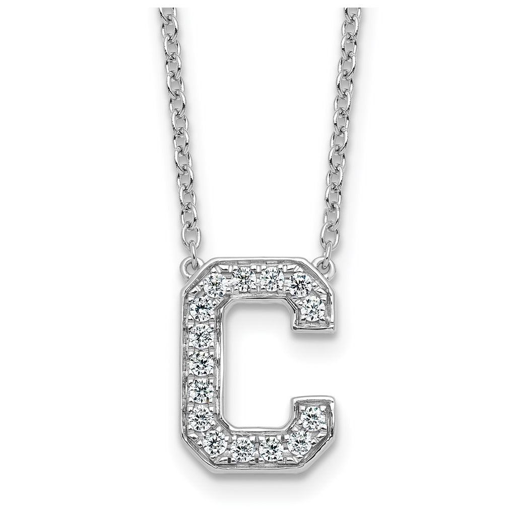 14k White Gold Lab Grown Diamond VS+ F+ Complete Letter 18 inch Initial Necklace