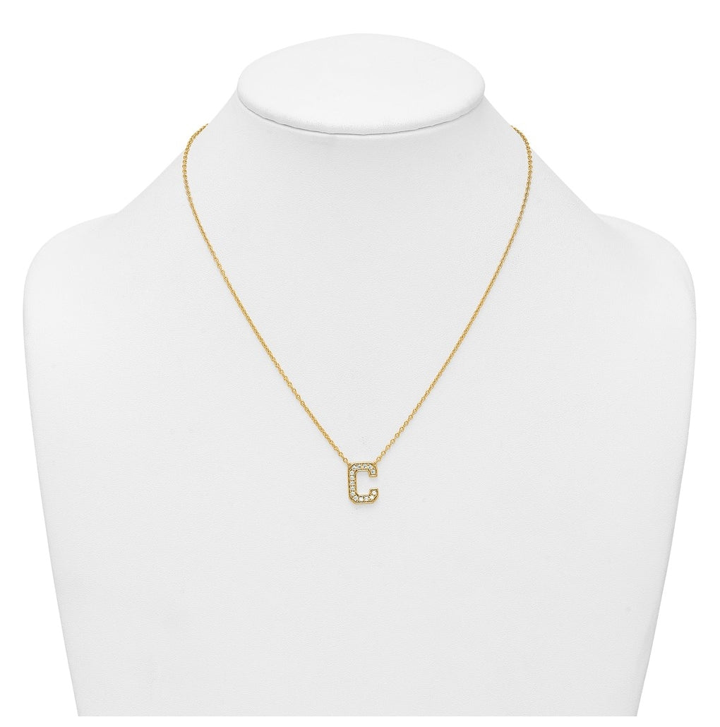 14k Yellow Gold Lab Grown Diamond VS+ F+ Complete 18 inch Initial Necklace