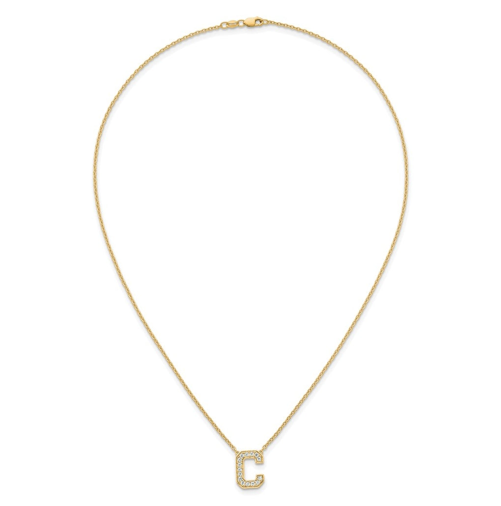 14k Yellow Gold Lab Grown Diamond VS+ F+ Complete 18 inch Initial Necklace