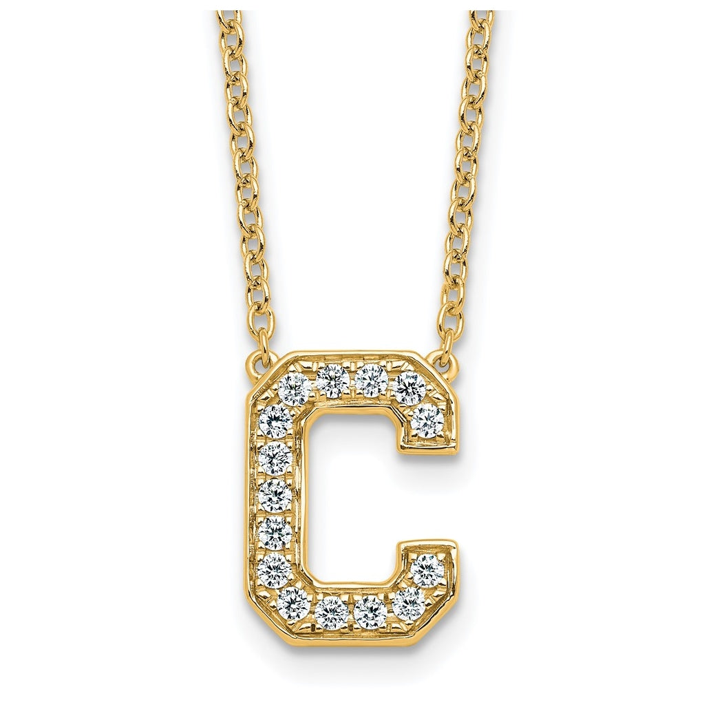 14k Yellow Gold Lab Grown Diamond VS+ F+ Complete 18 inch Initial Necklace