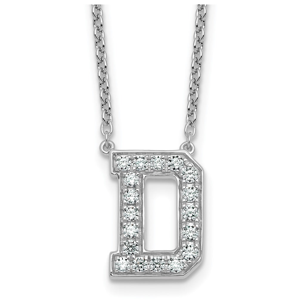 14k White Gold Lab Grown Diamond VS+ F+ Complete Letter 18 inch Initial Necklace