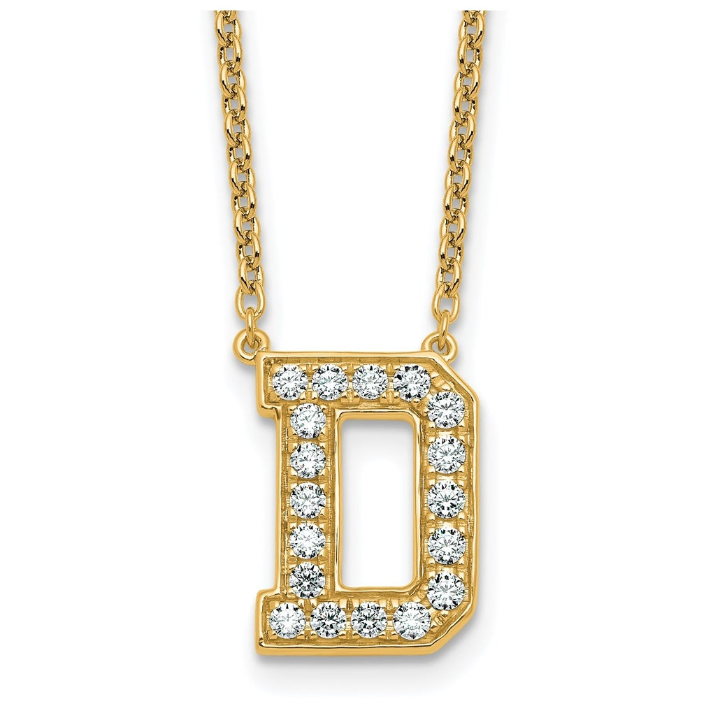 14k Yellow Gold Lab Grown Diamond VS+ F+ Complete 18 inch Initial Necklace