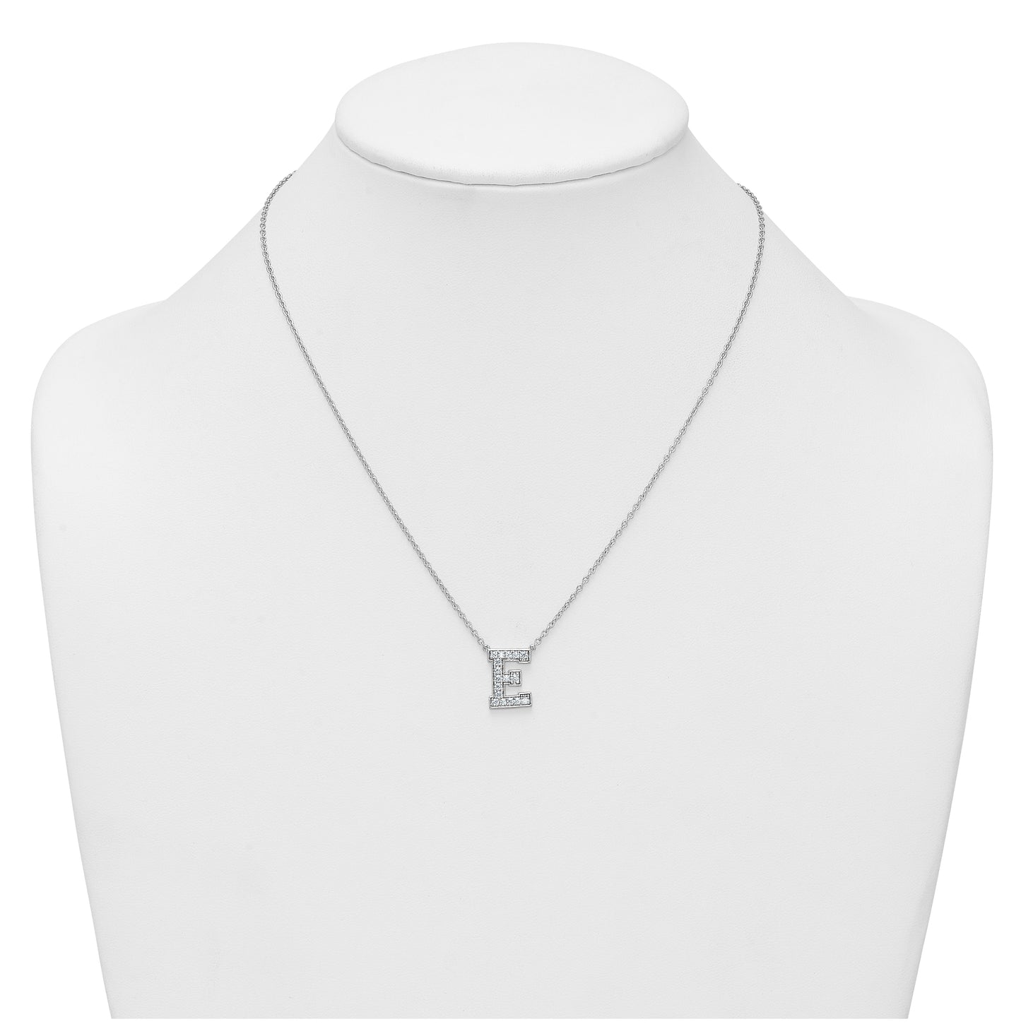 14k White Gold Lab Grown Diamond VS+ F+ Complete Letter 18 inch Initial Necklace
