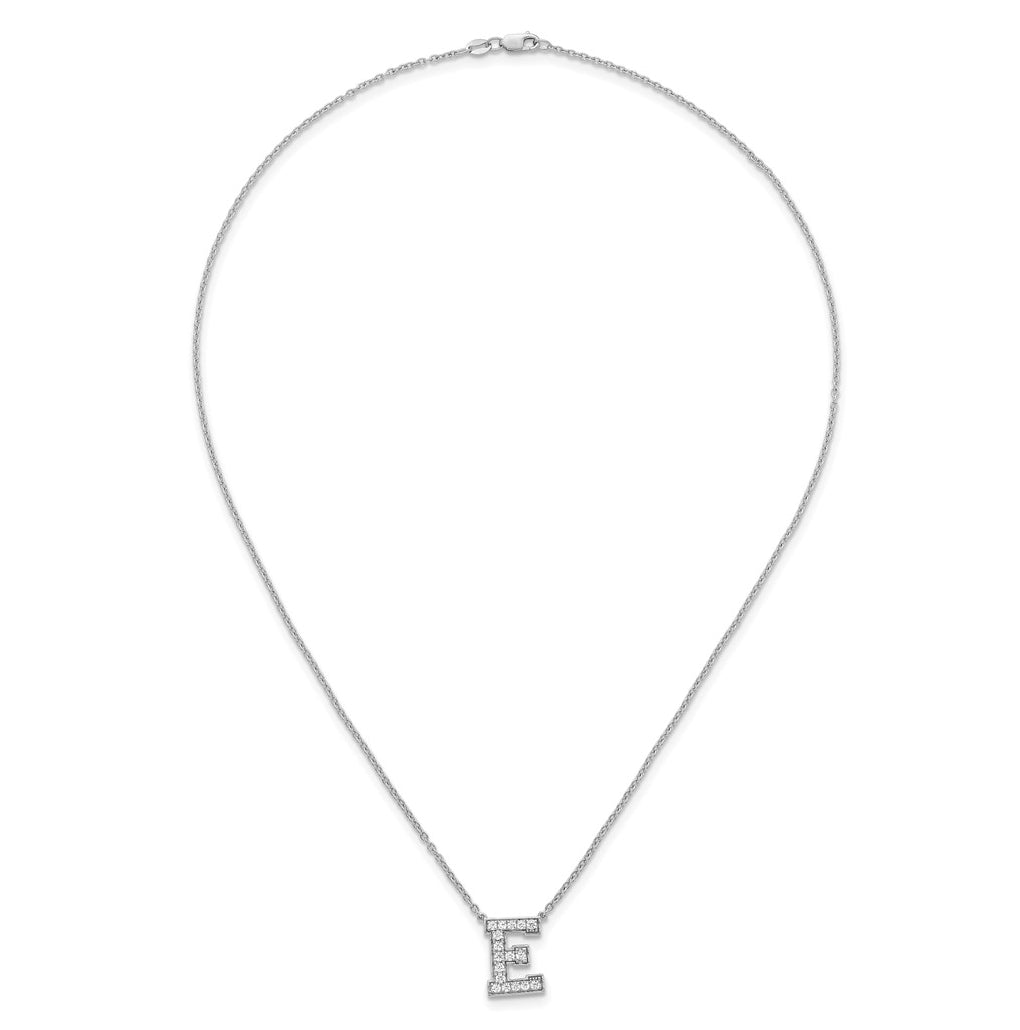 14k White Gold Lab Grown Diamond VS+ F+ Complete Letter 18 inch Initial Necklace