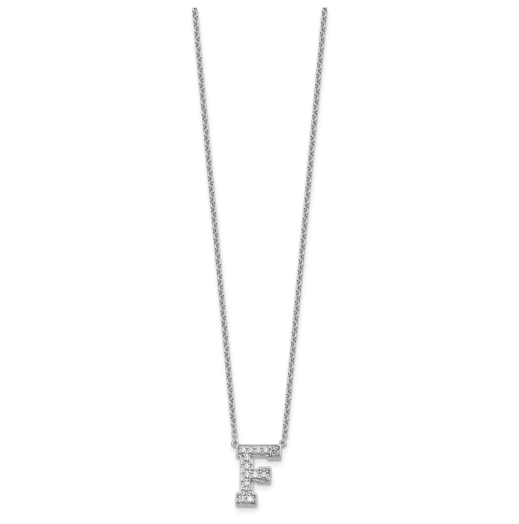 14k White Gold Lab Grown Diamond VS+ F+ Complete Letter 18 inch Initial Necklace