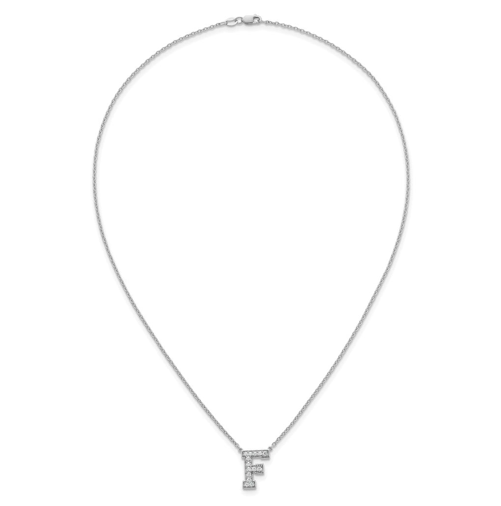 14k White Gold Lab Grown Diamond VS+ F+ Complete Letter 18 inch Initial Necklace