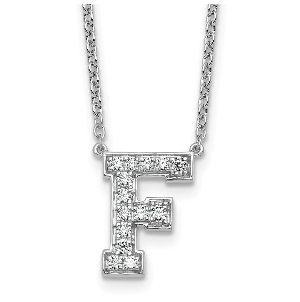 14k White Gold Lab Grown Diamond VS+ F+ Complete Letter 18 inch Initial Necklace