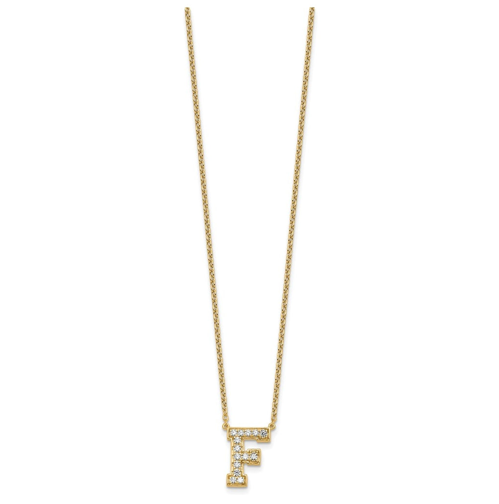 14k Yellow Gold Lab Grown Diamond VS+ F+ Complete 18 inch Initial Necklace