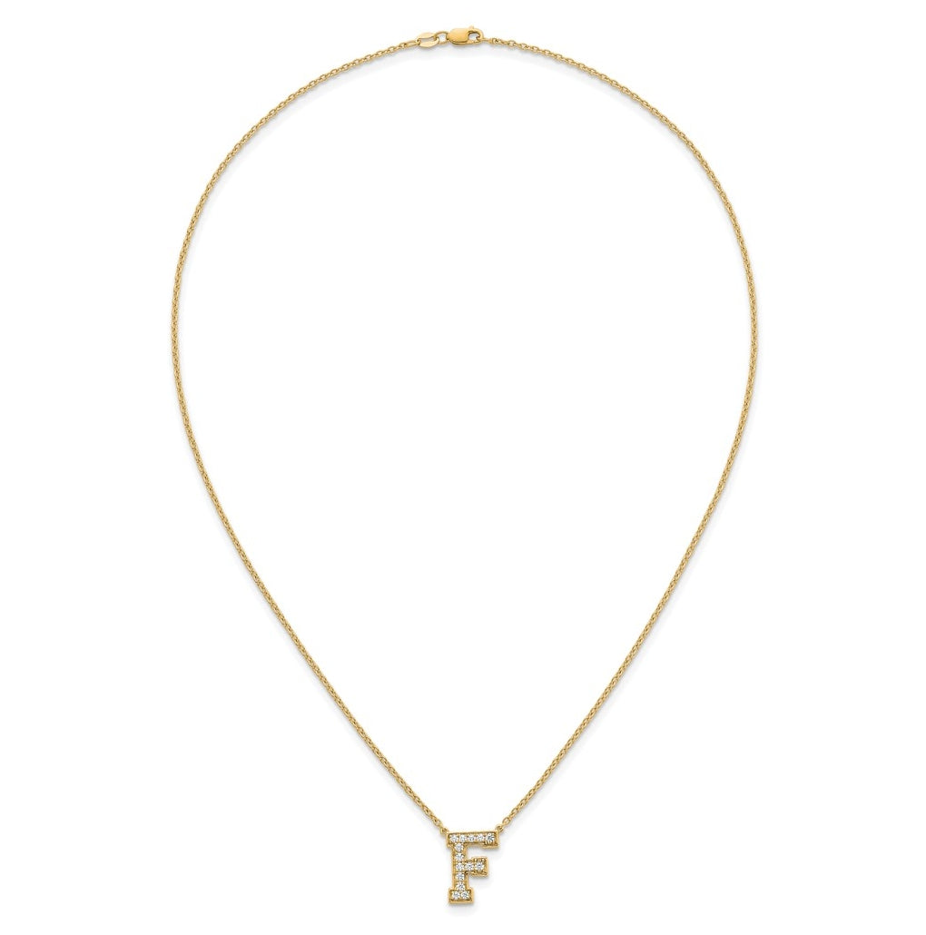 14k Yellow Gold Lab Grown Diamond VS+ F+ Complete 18 inch Initial Necklace