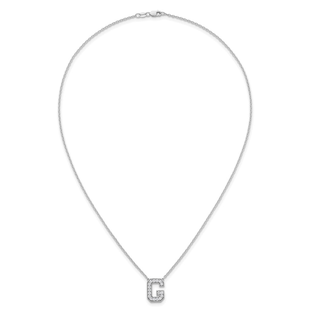 14k White Gold Lab Grown Diamond VS+ F+ Complete Letter 18 inch Initial Necklace