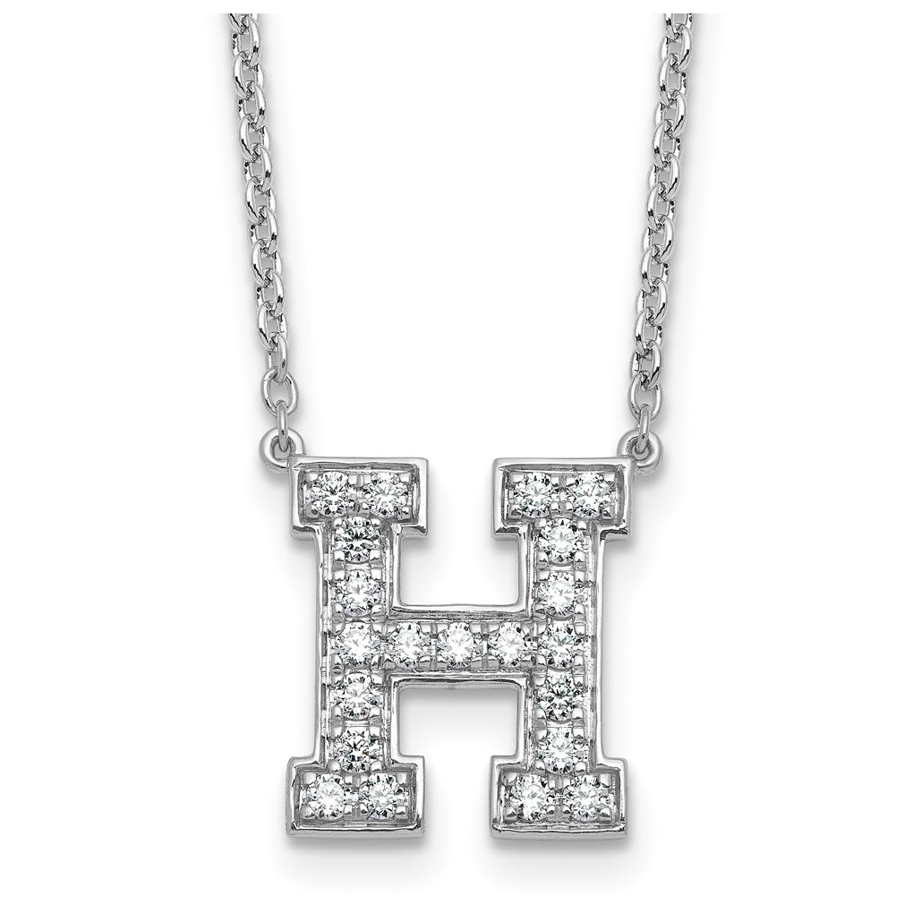 14k White Gold Lab Grown Diamond VS+ F+ Complete Letter 18 inch Initial Necklace