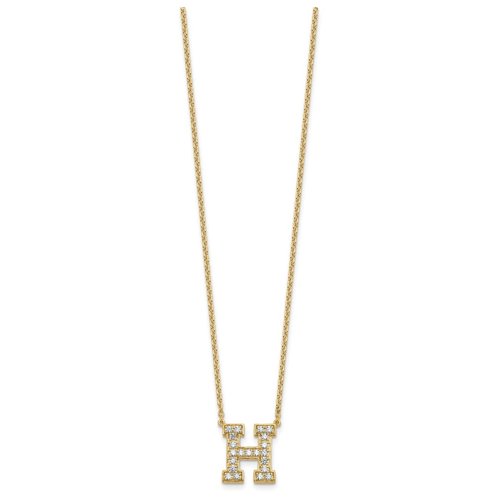 14k Yellow Gold Lab Grown Diamond VS+ F+ Complete 18 inch Initial Necklace