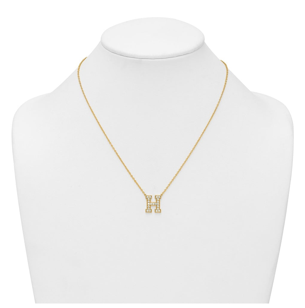 14k Yellow Gold Lab Grown Diamond VS+ F+ Complete 18 inch Initial Necklace