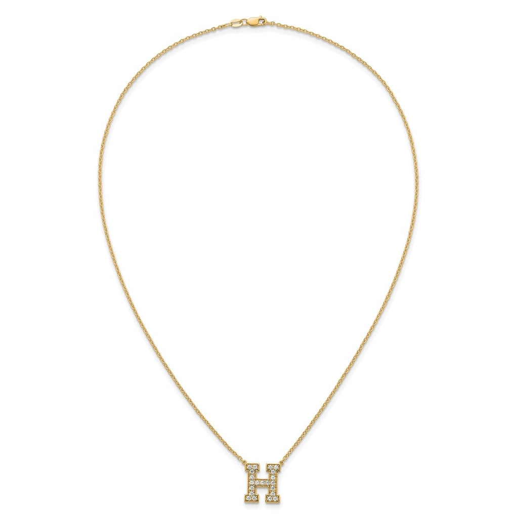 14k Yellow Gold Lab Grown Diamond VS+ F+ Complete 18 inch Initial Necklace