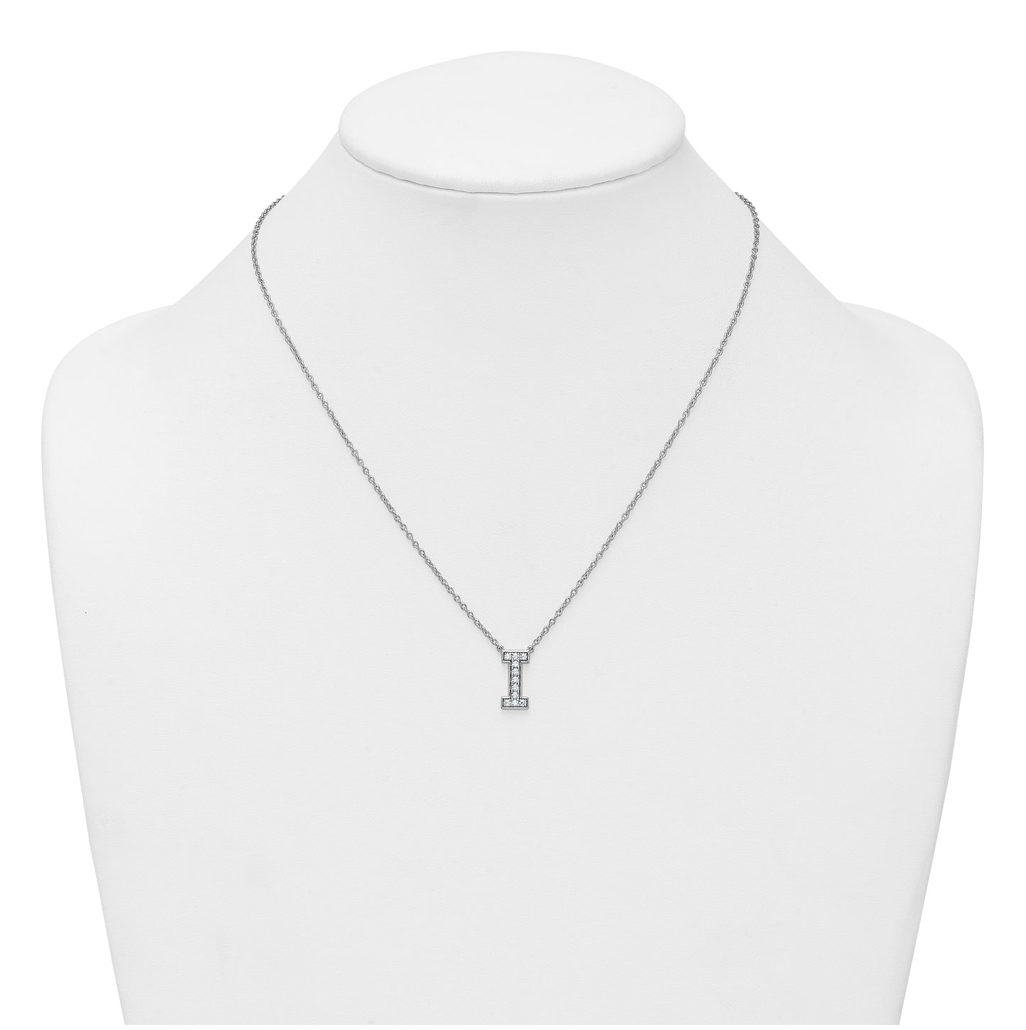 14k White Gold Lab Grown Diamond VS+ F+ Complete Letter 18 inch Initial Necklace