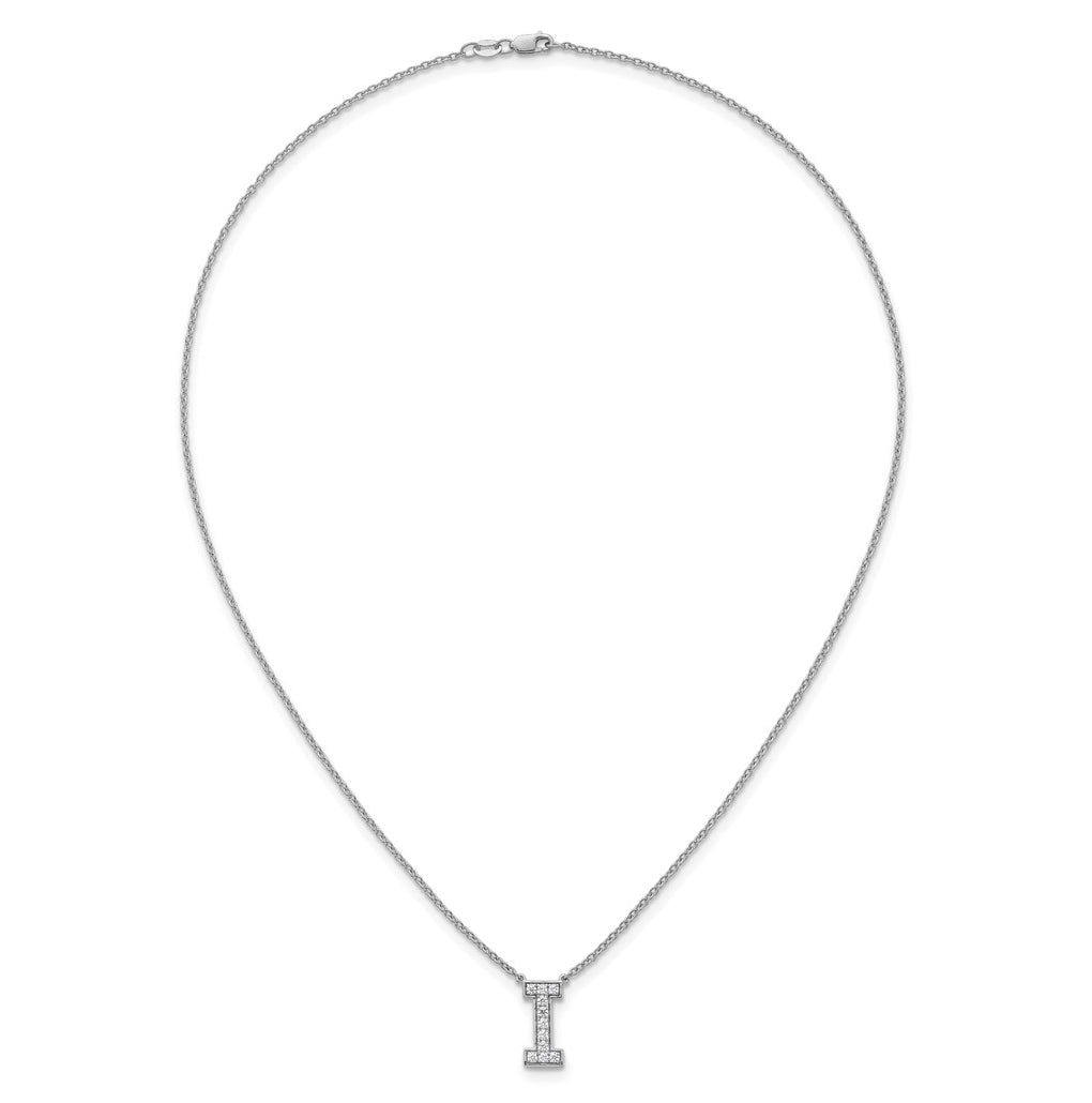 14k White Gold Lab Grown Diamond VS+ F+ Complete Letter 18 inch Initial Necklace