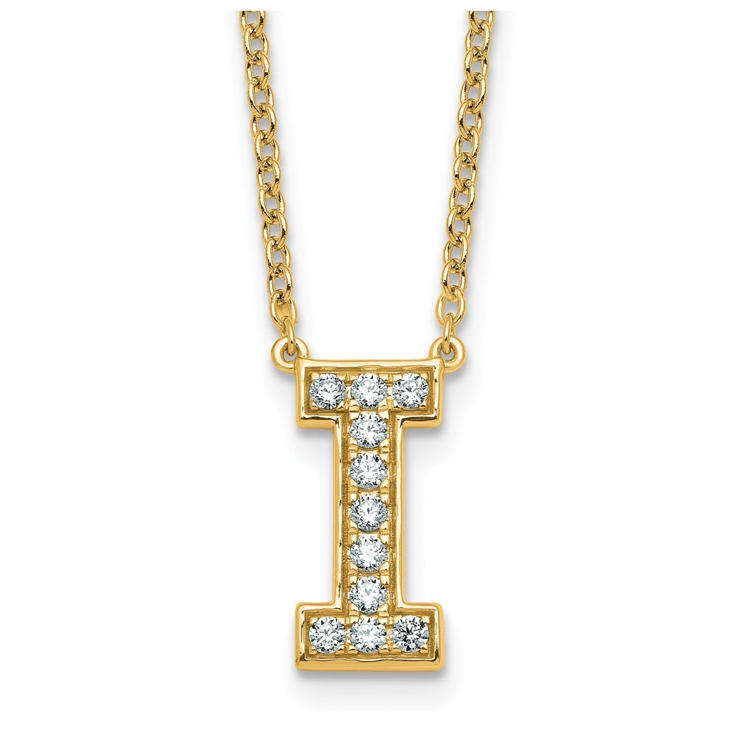 14k Yellow Gold Lab Grown Diamond VS+ F+ Complete 18 inch Initial Necklace