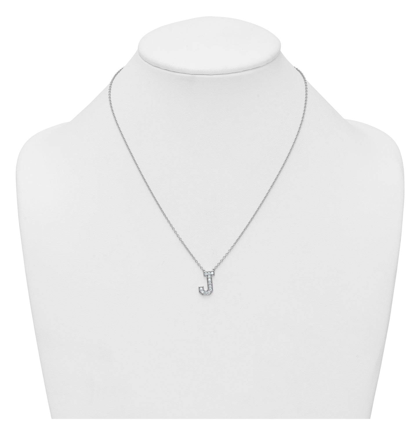 14k White Gold Lab Grown Diamond VS+ F+ Complete Letter 18 inch Initial Necklace