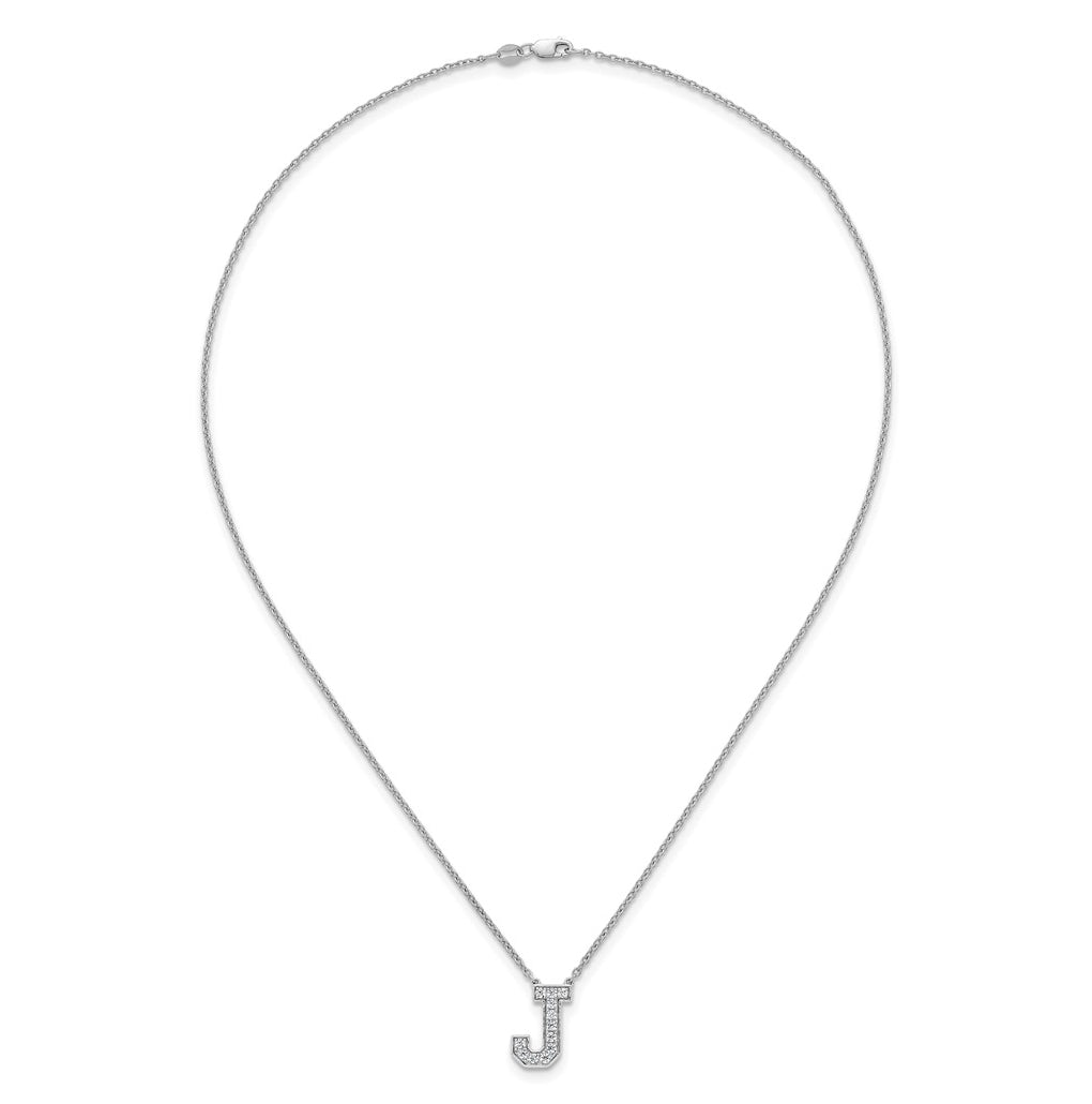 14k White Gold Lab Grown Diamond VS+ F+ Complete Letter 18 inch Initial Necklace