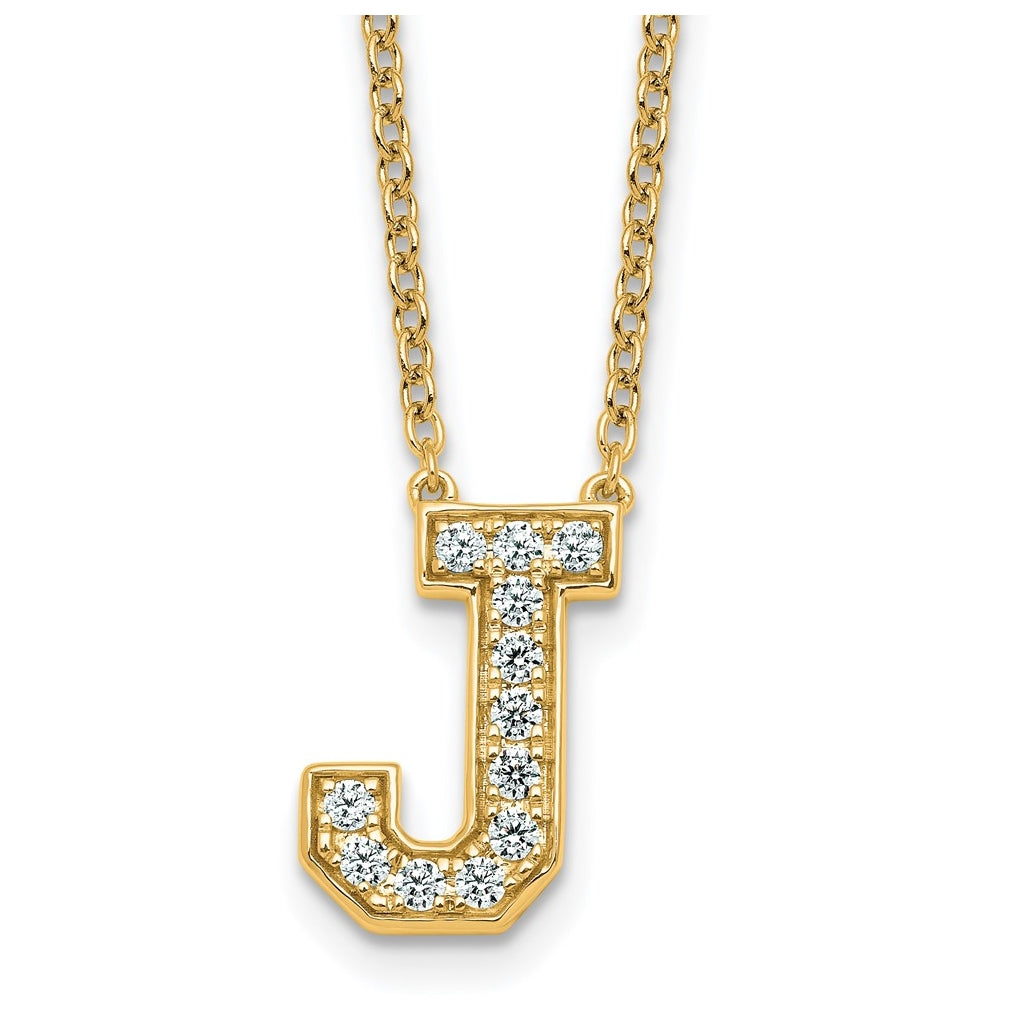 14k Yellow Gold Lab Grown Diamond VS+ F+ Complete 18 inch Initial Necklace