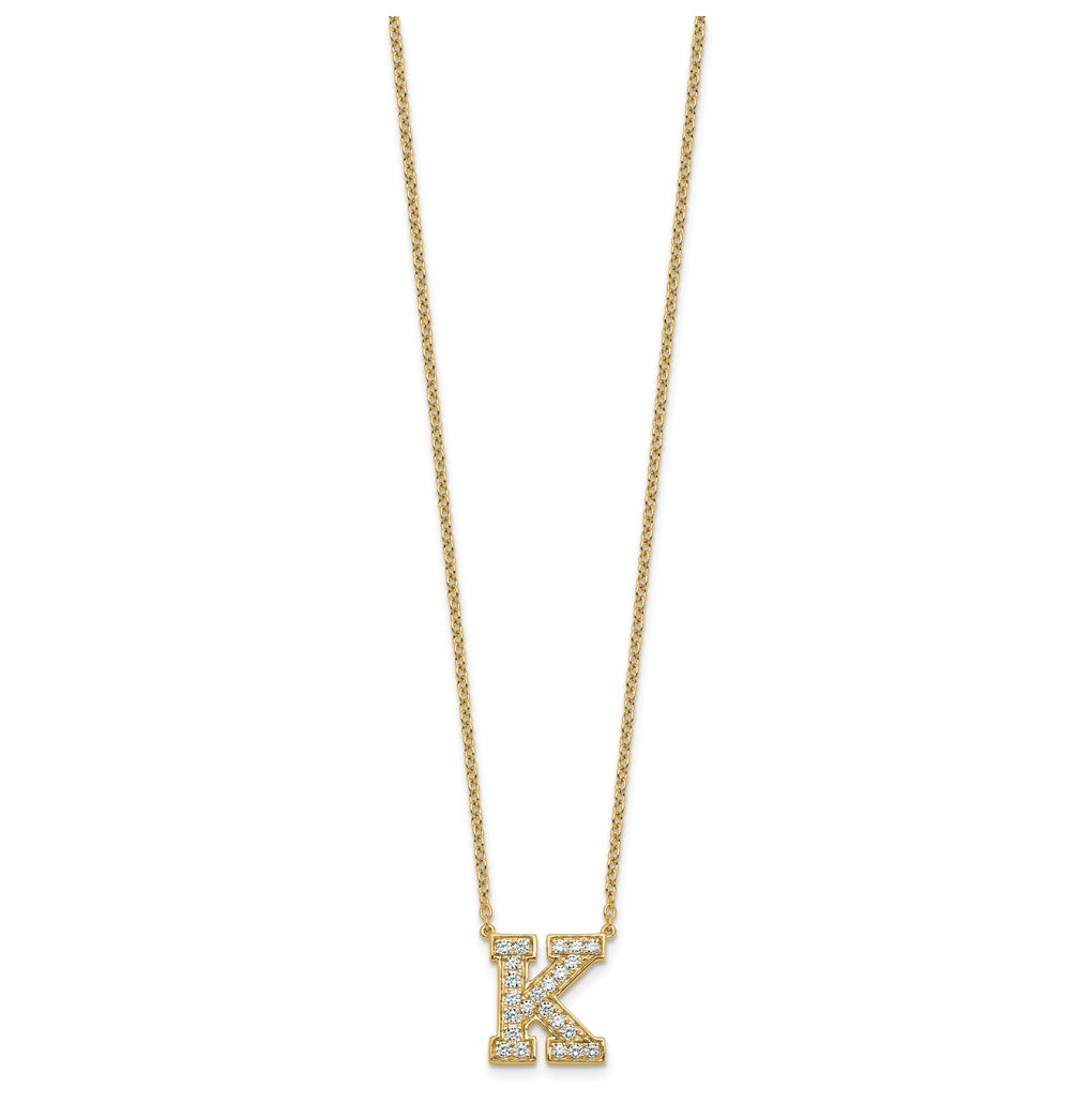 14k Yellow Gold Lab Grown Diamond VS+ F+ Complete 18 inch Initial Necklace