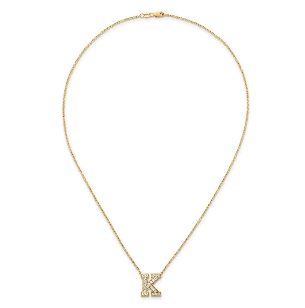 14k Yellow Gold Lab Grown Diamond VS+ F+ Complete 18 inch Initial Necklace