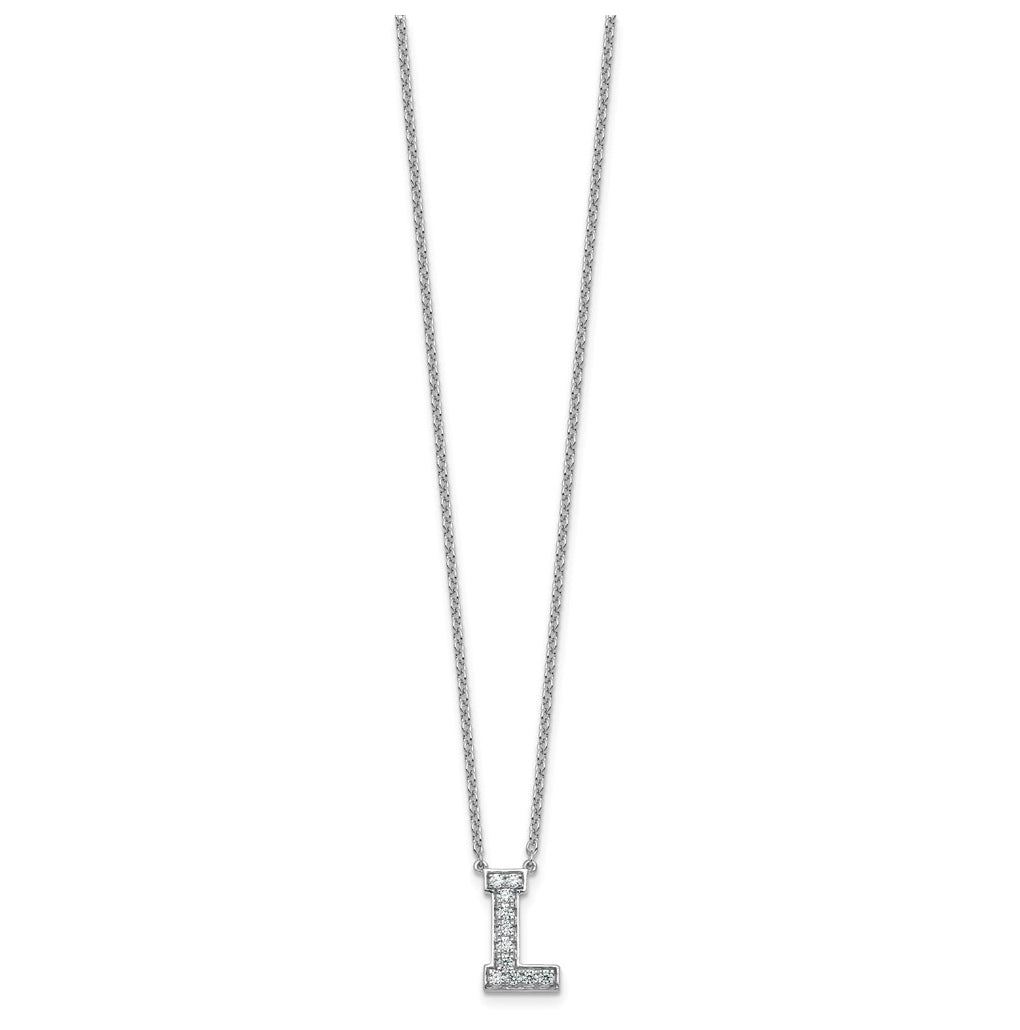 14k White Gold Lab Grown Diamond VS+ F+ Complete Letter 18 inch Initial Necklace