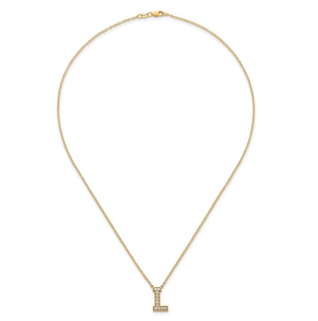 14k Yellow Gold Lab Grown Diamond VS+ F+ Complete 18 inch Initial Necklace